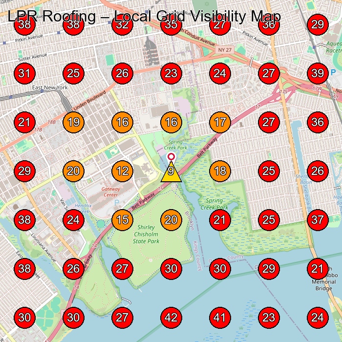 LPR Roofing GeoGrid visibility map for Roofing Contractor in None
